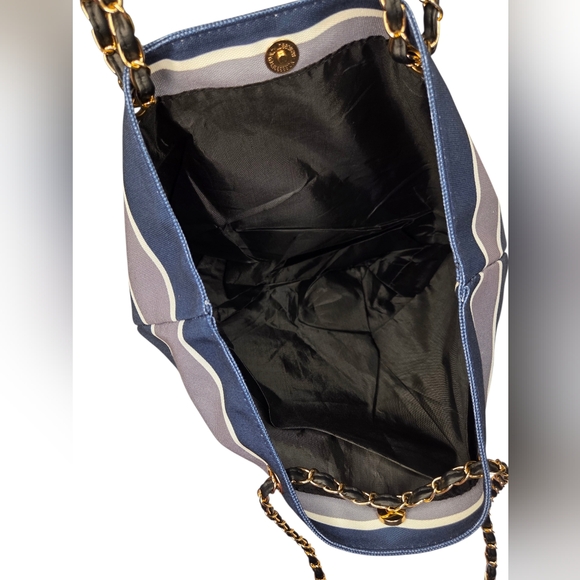 Chanel Beauty Striped Blue/White/Gray Tote Bag - New - Picture 3 of 6